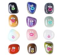 XIANNVXI Novelty Funny Emotion Healing Crystal Tumbled Rock 12Pcs,Party Favours Bag Fillers Small Cool Weird Quirky Gift Stuff Birthday Present Women Stocking Filler Funny Desk Accessories Office Gift
