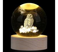 XIANNVXI Owl Crystal Ball Paperweight Owl Gifts for Women Owl Ornament Owl Decor Owl Lamp Crystal Lamp Sphere Lamp Cute Bedroom Decoration Office Decor