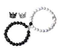 XIANNVXI Pair of Matching Crystal Bracelets Matching Bracelets Forever in One Relationship Beads Braided Crown Gemstones Elastic Gifts for Lovers Boyfriend Girlfriend, ca. 6,5 Zoll, Stone