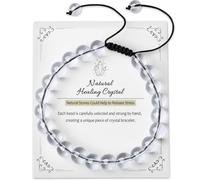 XIANNVXI Pearl Bracelet Women's Bracelet Beads 8 mm Gemstone Bracelet Real Stones Bracelets Adjustable Rope Healing Stones Spiritual Gifts for Women Men, Stone