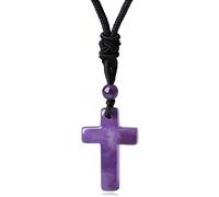 XIANNVXI Purple Cross Necklace for Men Women Amethyst Necklace Cross Pendant Stone Gemstone Pendant Jewellery