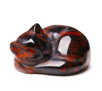 XIANNVXI Red Sleeping Cat Ornament Figurine Statue for Cat Lovers Gifts for Women,38mm Red Obsidian Crystal Ornaments for Living Room Shelf Decor