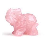 XIANNVXI Rose Quartz Crystals Elephant Ornament Crystal Ornament Elephant Figurine Reiki Natural Carved Gemstone 1.5" Cute Lucky Pink Gifts for Women