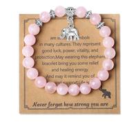 XianNVXi Rose Quartz Elephant Bracelet for Women - Good Luck Cute Pink Stone Bracelet Gift