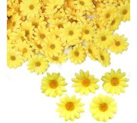 xianshi 100 Pcs Artificial Daisy Flowers,Natural Dried Daisies Craft Decoration,Paper Flowers For Crafting, Petals Yellow For Garland Craft Birthday Indoor Outdoor Party Easter Bonnet.