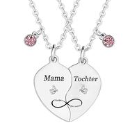 xianshi Mum Daughter Necklace Set, Mother's Day Heart Birthday Gift For Mom Crystal Pendant Necklace,The Birthday Gift For Mom'S Day Given To Mom By Daughter
