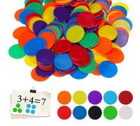Xiansini 100Pcs Coloured Counters, Counters For Maths, Double Sided Counter, Plastic Tokens Place Value Counter, Maths Counter for Kids Children Bingo Game Math Learning Resources Party Games Tokens