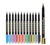 Xiansini 12 Colours Metallic Glitter Pens, Double Line Outline Pens for Painting, Outline Marker Pens, Stocking Fillers for Kids Card Making Lettering DIY Painting Arts