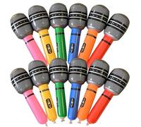 Xiansini 12 PCS Inflatable Microphone for Kids, 9.8 Inch Blow Up Microphones Toys with 6 Colors, Perfect for Musical Instrument Party Pretend Play, Birthday Stage Performance Party Supplies Gifts