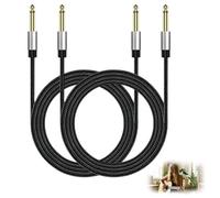 Xiansini 2-Pack 1/4 Inch Guitar Cables 2m, 6.35mm Straight Jack to Jack with Gold Plated Connectors for Electric Guitar, Straight Instrument TS Jack Cables for Bass, Amp, Pedal & Studio Equipment
