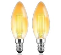 Xiansini 2 Pack C35 E14 LED Candle Bulb, 2200K 2W E14 LED Light Bulb Warm Amber 220V, 330LM, SES Candle LED Filament Bulb for Chandeliers, Vintage Edison Candle Light Bulb for Wall Lamp (2, Watts)