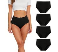 Xiansini 4 Pack Womens Cotton Knickers, Underwear Women High Waisted Knickers, Cotton Underwear Women Ladies, High Waisted Knicker for Women, Full Briefs Pant