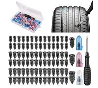 Xiansini 85PCS Tyre Repair Kit Screw In Tire Plugs, Car Puncture Repair Kit with Rubber Nails & Screwdriver, Emergency Tubeless Tyre Repair Tool for Car Motorcycle Bike, Flat Tyre Quick Fix Kit