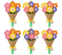 Xiansini Mothers Day Craft Kit 6 Sets DIY Paper Flower Bouquet for Kids, Handmade Gift Making Activity for Mum, Mothers Day Crafts for Children School Classroom Home, Paper Supplies