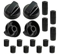 Xiansini Universal Cooker Knobs Replacement Set - 4 Pack Black Hob Knobs with 12 Adapters, Tool-Free Installation, Heat-Resistant ABS for Gas Hob, Electric Oven & Stove Controls