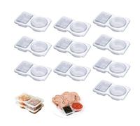 XIANTIAN 10PCSReusable Snack Containers, Double Compartment Snack Pots with Lids,Thickened and Portable Sauce Condiment and Dip Containers for Picnic/Work Lunch (50)