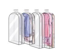 XIANTIAN 4Pack Full Clear Garment Bags (40&60"),Clothes Covers with 10" Gusseted,Clear Dress Bags Covers Long, Moth Proof Clothes Covers Protector Bags (40in+60in)