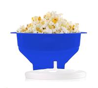 XIANTIAN Collapsible Silicone Microwave Hot Air Popcorn Popper Bowl，With Lid and Handles (Blue)