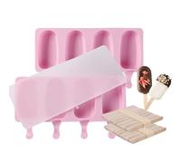 XIANTIAN Ice Lolly Moulds 2Pcs, Cake Pop Mould, Ice Cream Mould, with Silicone Lid and 100 Lollipop Sticks (Pink)