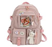 XIANXIAN Kawaii Backpack with Pendant, Large Capacity Cute Bear Accessories Backpack for School Multi Pocket Rucksack for Teen Girls Cute Kawaii School Backpacks