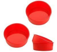 xianxikaitech 2 Pcs 6 Inch Silicone Cake Tins Set for Baking - Non-Stick Red Round Baking Molds,16 cm Silicone bakeware,Quick Release Cake Tray Pan for Cheesecake, Bread, Muffins.
