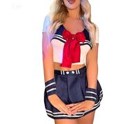 XIANYISS Women's Sexy Cosplay Outfit: Lingerie Set with Short Top and Mini Skirt, Sailor Collar with Big Bow, School Girl Costume, Babydoll Navy JK Anime Lolita Cute Sailor Uniform for Roleplay