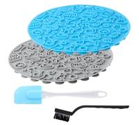 xianynow 2 Pcs Licky Mats for Dogs, Lick Mat with Suction Cups, Cat Slow-Eating Lick Mat, Lickimat for Dogs with Silicone Scoop and Brush, Suitable for Distraction and Anxiety Relief During Bath Time