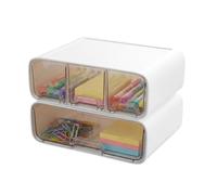 xianynow Desk Organiser, 2 Tier Stackable Plastic Storage Drawers, Desk Tidy Organiser for Home and Office, Makeup Office Drawer Organiser, for Stationery and Other Office Supplies