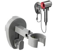 xianynow Hair Dryer Holder, Adhesive Blow Dryer Rack for Wall, No Drilling for Bathroom, Multi-Functional Hair Dryer Rack for Bathroom and Barbershop, Gray