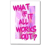 Xianyojafa Funky Preppy Pink Canvas Wall Art, What If It All Works Out Room Aesthetic Poster, Trendy Teen Girls Dorm Room Apartment Picture Print, Positive Affirmation Wall Decor 16x24in Unframed