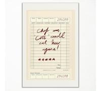 Xianyojafa Guest Check Canvas Wall Art, Chef Was Cute Would Eat Here Again Poster, Funny Kitchen Wall Decor, Trendy Beige and Red Neutral Art Print, Funky Dining Room Art for Wall 12x16in Unframed