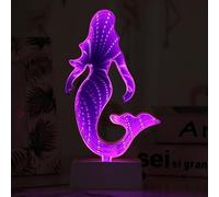 xiao 3D Mirror Night Light, Infinity Mirror Tunnel Light,LED Night Light 3D Mirror Light Tunnel Mirror Light ，Light Tunnel Mirror Light Desktop Lamp Party Home Deco (Mermaid)