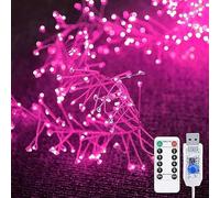 xiao 3m 100 LED Starry Lights USB Powered Waterproof Cluster Lights Copper Wire Fairy Light Firecracker String Light for Ceiling Bedroom Wreath Window Wedding Christmas Tree (Pink)