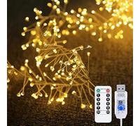 xiao 6m 200 LED Starry Lights USB Powered Waterproof Cluster Lights Copper Wire Fairy Light Firecracker String Light for Ceiling Bedroom Wreath Window Wedding Christmas Tree (Warm White)