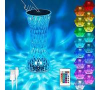 xiao Crystal Diamond Rose Table Lamp, Remote and Touch Control Nightstand Lamps, 16-ColorLED Night Light, Bedside Lamps (D)
