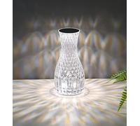 xiao Crystal Led Lamp, Crystal Diamond Table Lamp 3-Color Changing Touch Control Bedside Lamp with USB Cable Bedside Lamp,Party Dinner Decor Creative Lights. (H)