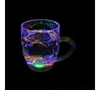 xiao Flash Light Up Cups Glowing LED Beer Wine Whisky Liquor Crystal Glasses Tumbler Mugs Waterproof Liquid Activated Wine Glasses Luminous Party Night Club (Colorful mouthwash Cup, 4-Pack)