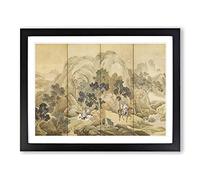 Xiao He Chases Han Xin By Yosa Buson Asian Japanese Framed Print | A2 Black Framed Wall Art | Ready to Hang | Asian Nature Picture | Living Room Bedroom Lounge Office