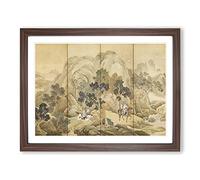 Xiao He Chases Han Xin By Yosa Buson Asian Japanese Framed Print | A3 Walnut Framed Wall Art | Ready to Hang | Asian Nature Picture | Living Room Bedroom Lounge Office