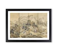 Xiao He Chases Han Xin by Yosa Buson Framed Print | A2 Black Framed Wall Art | Ready to Hang | Modern Nature Picture | Living Room Bedroom Lounge Office