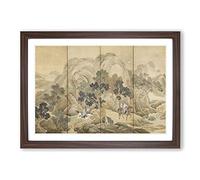 Xiao He Chases Han Xin by Yosa Buson Framed Print | A2 Walnut Framed Wall Art | Ready to Hang | Modern Nature Picture | Living Room Bedroom Lounge Office