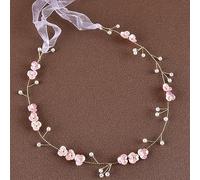 XIAO HUA Bridal Flower Wedding Hair Pins Crystal Pearl Hair Combs Clips Headpiece Gold Wedding Hair Accessories Jewelry with Rhinestone for Brides Bridesmaids Women (Pink) A8