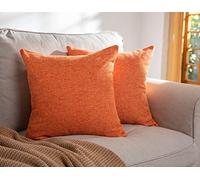 Xiao Hua Decor Pillow Covers 16x16 Inch Cotton Linen Set of 2 Outdoor Fall Pillows Thanksgiving Autumn Cushion Case for Couch,Orange