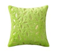Xiao Hua Faux Fur Throw Pillows Cover with Gold Leaves Super Soft Plush Square (Green, 18"x18")