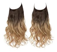 Xiao Hua Long Wavy Wig piece with Invisible Transparent Adjustable Size Fish Line Curly Hair Piece Hidden Secret Hairpiece for Women No Clip 18 Inch,A