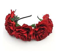 XIAO HUA Mexican Flower Crown Day of the Dead Headdress Hawaiian Bohemian Flower Headband (Big Red)