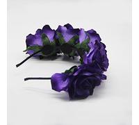 XIAO HUA Mexican Flower Crown Day of the Dead Headdress Hawaiian Bohemian Flower Headband (Grape Purple)