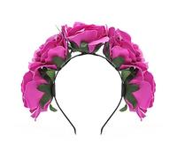 XIAO HUA Mexican Flower Crown Day of the Dead Headdress Hawaiian Boho Floral Headband (Purple)