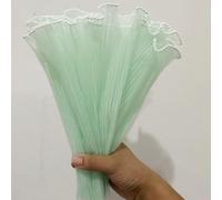 Xiao Hua Pearl Edge Wave Yarn Flower Packaging Paper Material Yarn Flower Bundle Folded Wave Yarn Wrapped Flower Mesh Flower Art 4 meters Long (Fruit Green)