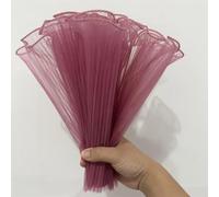 Xiao Hua plain edge wave yarn flower packaging paper material yarn bouquet pleated wave yarn wrapped flower net yarn floral art 4 meters long (dark plum color)